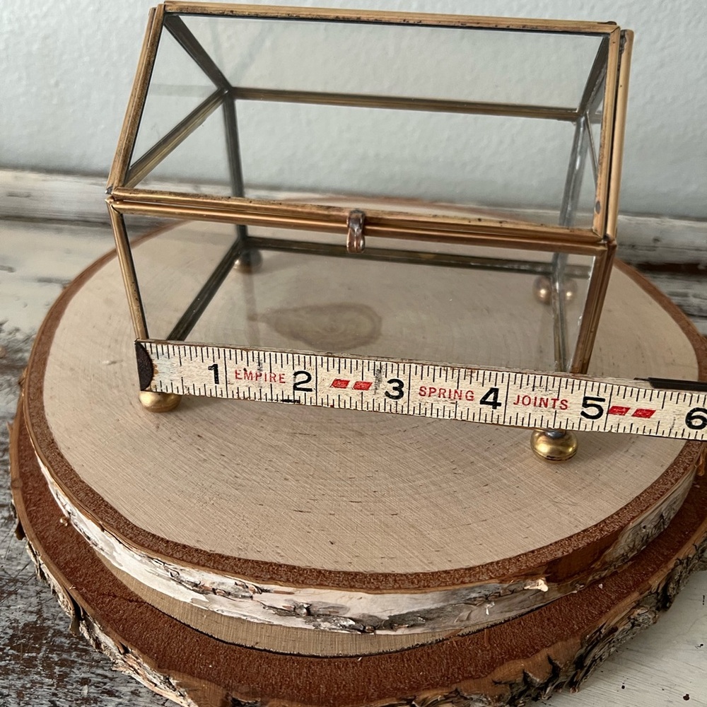 ✨SOLD✨ Vintage DISPLAY CASE BOX GLASS & BRASS KeepSake Curio Terrarium Hinge Lid - Picture 9 of 9